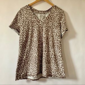 Soma Loungewear Leopard Short Sleeve Top Sz XL